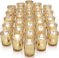 LETINE Gold Votive Candle Holders Set of 36 - Speckled Mercury Gold Glass Candle Holder Bulk - Ideal Fall Decor for Boho Wedding Centerpiece Table，Halloween & Thanksgiving Decorations Indoor