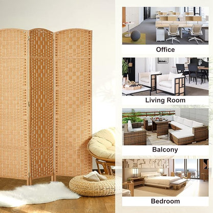 Rose Home Fashion 6 ft Tall Room Divider, Room Dividers and Folding Privacy Screens, 15.7in Privacy Screen 3 Panel Partition Temporary Wall Separation for Private, Light Beige