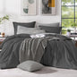 Monbix King Size Comforter Set, Dark Grey King Size Bed Set Reversible 7 Pieces, Cationic Dyeing Bed in a Bag with Comforter, Sheets, Pillowcases & Shams