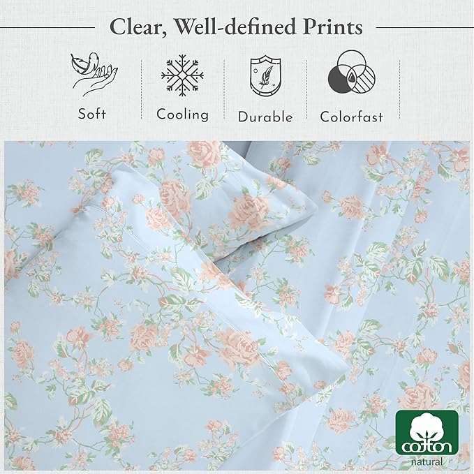 California Design Den Full Size Bed Sheets Set - 400 Thread Count Sateen, Natural 100% Cotton Sheets for Full Size Bed, Deep Pocket Cooling and Durable Bedding Set - Antique Rose