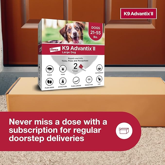 K9 Advantix II Large Dog Vet-Recommended Flea, Tick & Mosquito Treatment & Prevention | Dogs 21-55 lbs. | 1-Mo Supply (Pack of 3)-Mewly Pet