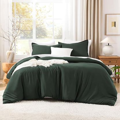 Litanika Forest Green Twin/Twin XL Comforter Set, 2 Pieces Lightweight Solid Bedding Set, All Season Fluffy Bed Set (66x90In Comforter & 1 Pillowcase)