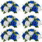 NUPTIO Flower Balls for Wedding Centerpieces - 6 Pcs 9.5 inch Diameter Fake Flower Ball Arrangement Bouquet Party Centerpieces for Tables - Royal Blue Rose Bouquet Centerpiece Flowers for Table