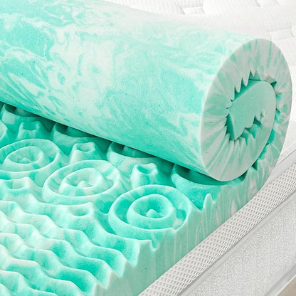 SINWEEK 2 Inch Mattress Topper 5-Zone Memory Foam Mattress Topper Pressure Relieve Soft Mattress Pad, CertiPUR-US Certified, Twin Size, Green