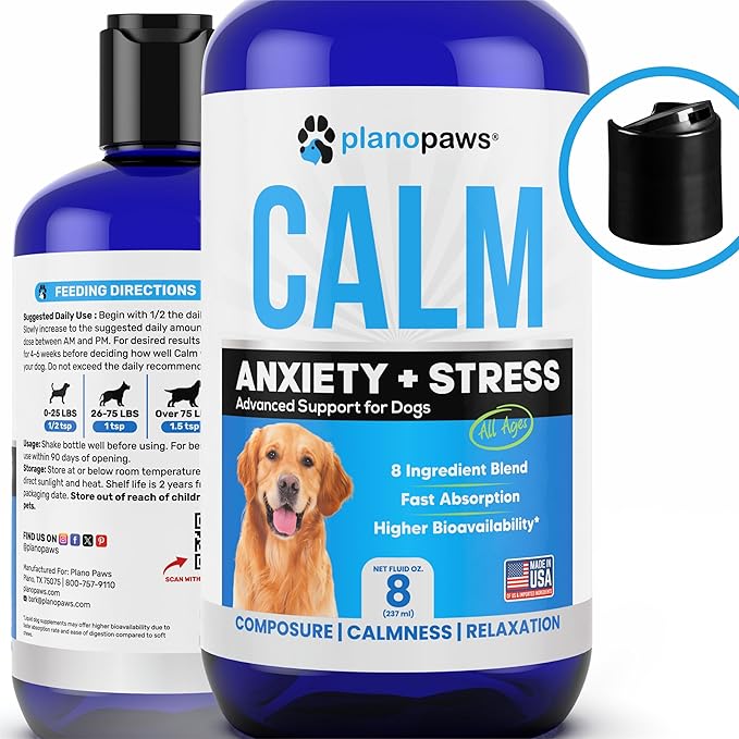 Dog Anxiety Relief - Faster Absorption Than Hemp Calming Chews for Dogs - Dog Calming Chews Alternative - Hemp Oil and Melatonin for Dogs - Liquid Dog Calming Treats for Thunder, Fireworks, Sleep Aid-Mewly Pet