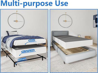 Qingzhou Box Spring Twin Bed Bases, 9 Inch High Metal Twin Box Spring Only, Heavy Duty Mattress Foundation with Fabric Cover, Easy Assembly, Quiet Noise Free, Non Slip, Black