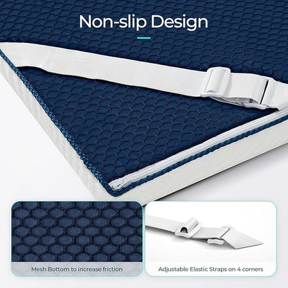 LINSY LIVING 4 Inches Twin Memory Foam Mattress Topper, Cooling Gel-Infused Swirl Memory Foam, Soft Bed Topper with Tencel™ Cover, CertiPUR-US and Oeko-TEX Certified, 74" L * 38" W * 4" H