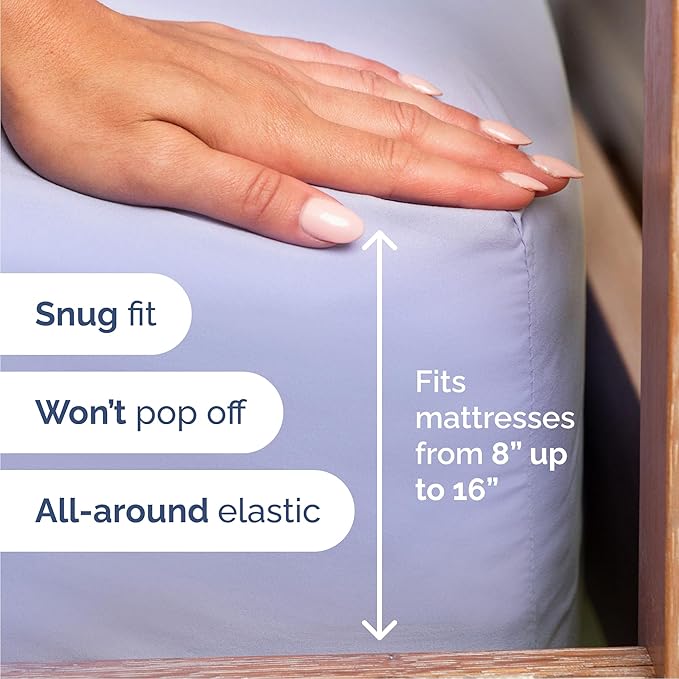 Queen 6 Piece Sheet Set - Comfy Breathable & Cooling - Ultra-Soft Hotel Luxury Bedding Set with 8-16 Inch Deep Pockets - 1 Flat & 1 Fitted Sheet & 4 Pillowcases - Wrinkle Free & Easy Care - Lavender