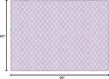 Flagship Carpets Schoolgirl Style Lavender Checkerboard Educational Area Rug for Kids Room Seating Décor, Children's Classroom, Play Carpet for Teaching and Playroom, 5' x 7'6", Purple