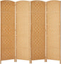 Rose Home Fashion 6 ft Tall Room Divider, Room Dividers and Folding Privacy Screens, 15.7in Privacy Screen 4 Panel Partition Temporary Wall Separation for Private, Light Beige