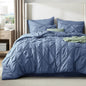 Bedsure California King Comforter Set - Bed in a Bag Cal King Bedding Set 7 PCS, GentleSoft™ Pintuck Bed Set Gift for Family, Pinch Pleat Slate Blue Comforter with Sheets, Pillowcases & Shams