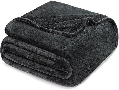 Exclusivo Mezcla Fleece Blanket Queen Size for Bed, Super Soft and Warm, All Season Use, Cozy, Plush, Lightweight, 90x90 Inches, Dark Grey