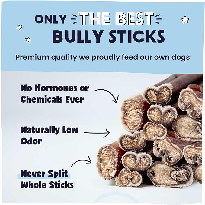 Pawstruck All-Natural 7" Bully Sticks for Dogs - Long Lasting, Rawhide-Free, Low Odor & Grain-Free Dental Chew Treat - Healthy Single Ingredient, 100% Real Beef - 1 lb Bag-Mewly Pet