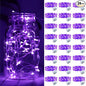 ZGWJ 24 Pack Fairy Lights Battery Operated, 7ft 20 Mini LED Fairy String Lights Silver Wire 3 Modes for DIY, Parties, Wedding, Bedroom, Halloween Christmas Decoration Purple