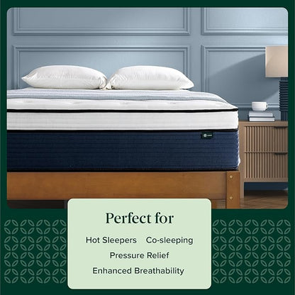 ZINUS 14 Inch Cooling Comfort Support Hybrid Mattress [New Version], King, Fiberglass Free, Medium Plush, Cooling Motion Isolation, Certified Safe Foams & Fabric, Mattress in A Box