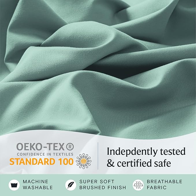 LuxClub 4 PC King Sheet Set, Breathable Luxury Bed Sheets, Deep Pockets Wrinkle Free Cooling Sheets Machine Washable Hotel Bedding Silky Soft - Light Teal King