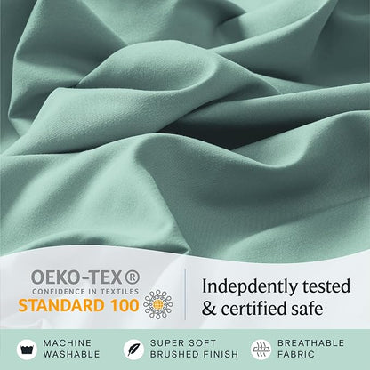 LuxClub 4 PC King Sheet Set, Breathable Luxury Bed Sheets, Deep Pockets Wrinkle Free Cooling Sheets Machine Washable Hotel Bedding Silky Soft - Light Teal King