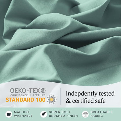 LuxClub 4 PC Queen Sheet Set, Deep Pockets Wrinkle Free Cooling Bed Sheets Hotel Bedding for Women, Men, Kids & Teens, Includes 1 Fitted Sheet, 1 Flat Sheet and 2 Pillowcases - Silky Soft Light Teal