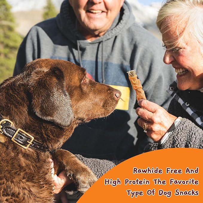 Jungle Calling Dog Treats, High Protein Dog Chewy Treats Health Teeth and Coat, Chicken Wrapped Cod Skin Sticks, Rawhide-Free Cod Fish Skin Treats for Dogs, 10.6 oz-Mewly Pet