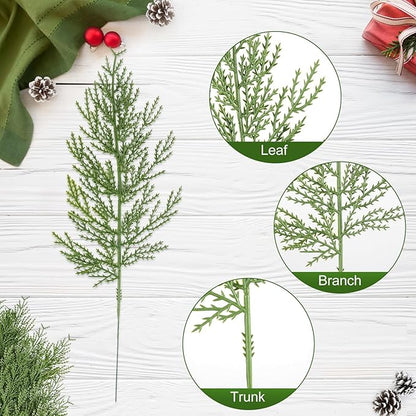 Hananona 120 Pcs Artificial Faux Greenery Sprigs and Twigs - Pine and Cedar Stems for Christmas Holiday DIY, 120 Pieces, Green
