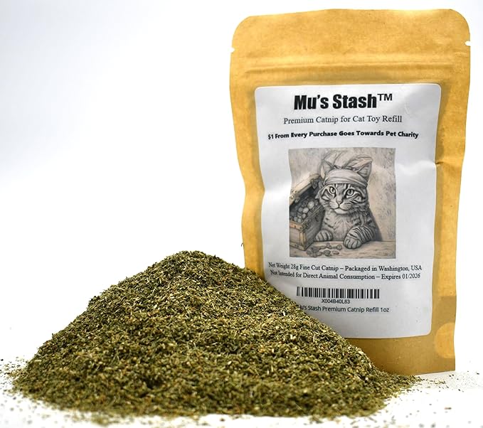 Mu's Stash Catnip for Cats and Cat Toy Refillable 1 OZ-Mewly Pet