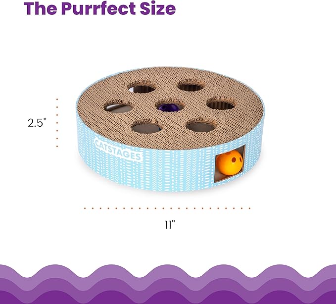 Catstages Scratch N' Hunt Interactive Cat Puzzle Toy with Scratcher Corrugate for Nail Care, Engages Hunting Instincts-Mewly Pet