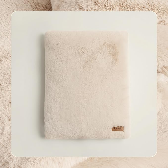 UnHide Floof Pet Pillow - Extra Soft Dog Bed Pillow- Removable Faux Fur Cover - Machine Washable - Helps Ease Pet Anxiety & Provides The Perfect Sleep, 36 x 42 x 5, Large - Beige-Mewly Pet