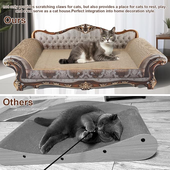 Sofa Shaped Scratching Couch,Thick Scratching Cardboard, Lounge Bed for Indoor Rest&Play, Sofa Scratcher Pad (39.4" L X 14.4 "W X 14" H)-Mewly Pet