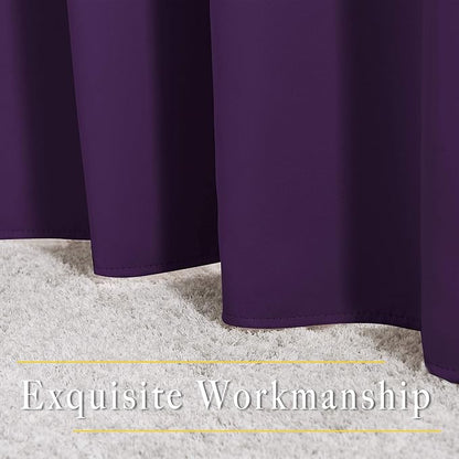 NICETOWN Blackout Royal Purple Doorway Curtains - Solid Thermal Insulated Grommet Room Darkening Privacy Window Drapes Sound Dampening for Bedroom/Living Room (W46 x L80, 2 Panels)