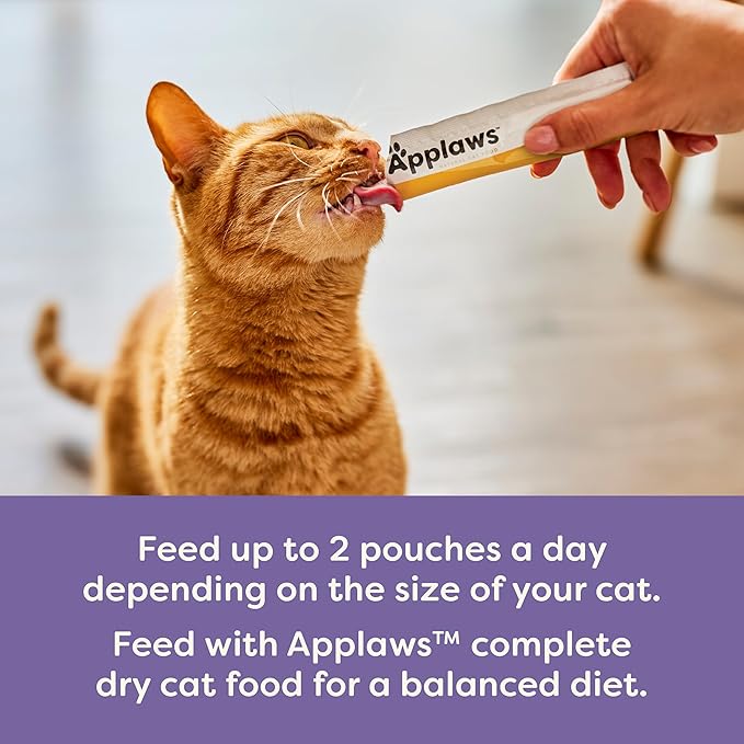 Applaws Lickable Cat Treats, Natural Grain-Free Purée, Limited Ingredient, Variety of Chicken, Tuna, & Salmon Squeeze Up Cat Treats (60 x 0.5 oz Sachets)-Mewly Pet