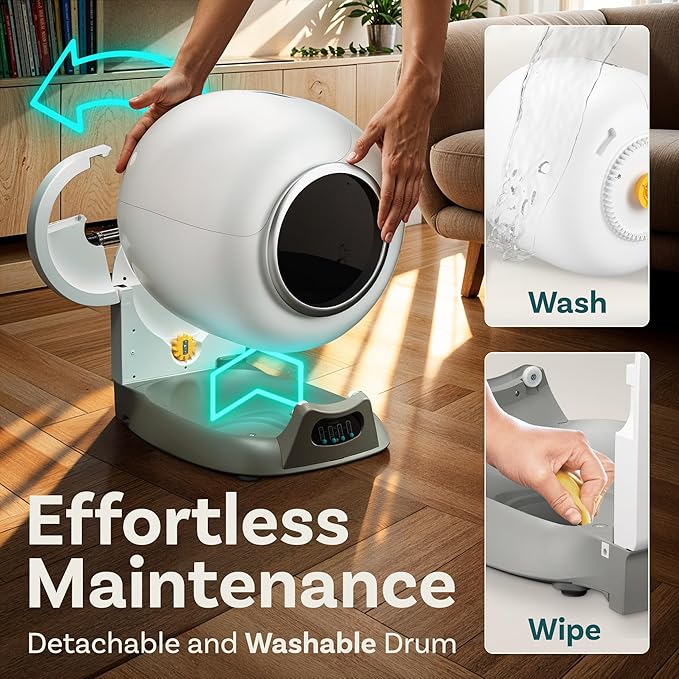 Self Cleaning Litter Box with Auto Safety Sensors for Multiple Cats - Automatic Cat Litter Box Self-Cleaning - Covered Odor Removal with APP Control - Compatible On All WiFi - Electric Robot-Mewly Pet