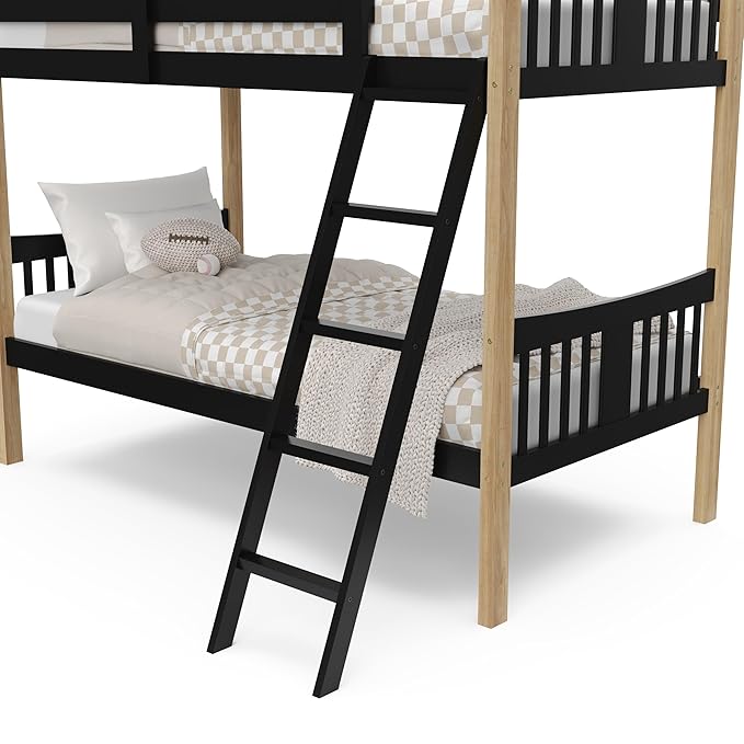 Storkcraft Caribou Twin-Over-Twin Bunk Bed (Black with Natual) – GREENGUARD Gold Certified, Converts to 2 Individual Beds