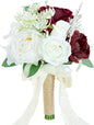 Wedding Bouquets for Bride Bridesmaid, Artificial Burgundy Champagne Bride Flower Bouquet for Wedding Church Decoration Ceremony, Anniversary, etc, Roses Flowers