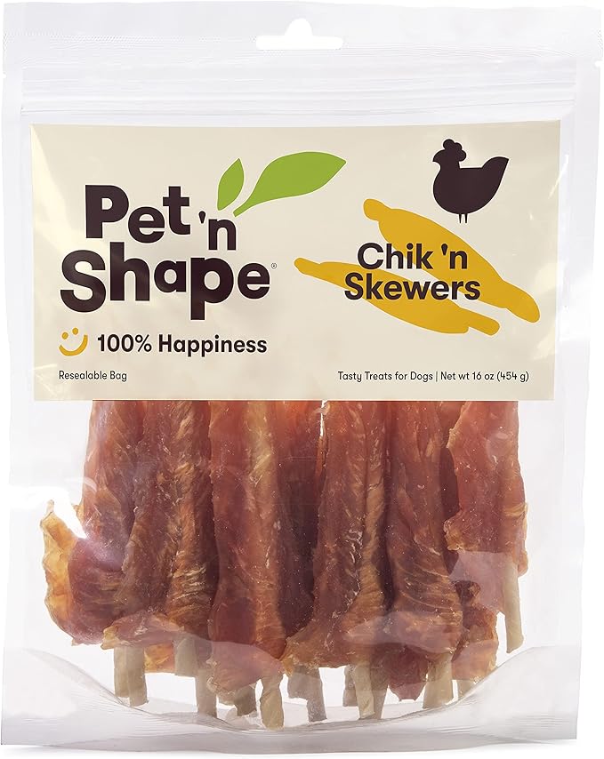 Pet 'n Shape Chik 'n Skewers - Chicken Wrapped Rawhide Chew Dog Treats - 1 Pound-Mewly Pet