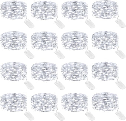 Onforu 16 Pack Fairy Lights Battery Operated String Lights, 6.5ft 20 Mini LED Lights, IP67 Waterproof White Fairy Lights, Twinkle Lights for Mason Jar Wedding Centerpiece Decor Christmas Bedroom