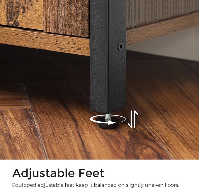 VASAGLE LOWELL Bookshelf, Storage Cabinet with 3 Shelves and 2 Louvered Doors, Industrial Bookcase in Living Room, Study, Bedroom, Multifunctional, Rustic Brown ULSC75BX