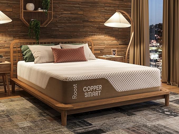 ROOST SLEEP 14-Inch Twin Mattress with Medium Firm Support, CertiPUR-US Certified, Copper Smart Thermic Cooling Gel Memory Foam for Hot Sleepers, Made in USA
