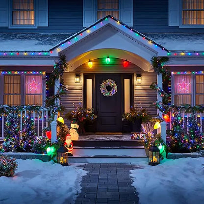 Dazzle Bright C9 Christmas String Lights, Waterproof Connectable Green Wire Fairy Lights, Christmas Lights for Indoor Outdoor Home Yard Xmas Tree House Decorations (Multi-Colored, 50 LED)