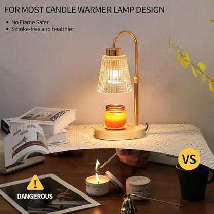 Gold Candle Warmer Lamp with Timer and Dimmer,Fragrance Electric Wax Melt Warmer with 2 Bulbs,Scented Jar Lamp,Mother's Day/Birthday/Christmas Gifts for Mom/Wife,Home Decor,Adjustable Height