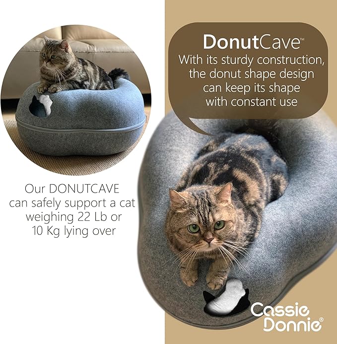 Premium Cat Bed caveTunnel Hiding Places for Indoor Cats(Large) Houses & Condos. Washable100% Nontoxic Eco-Friendly. Spaciousfor 2 Cats-Mewly Pet