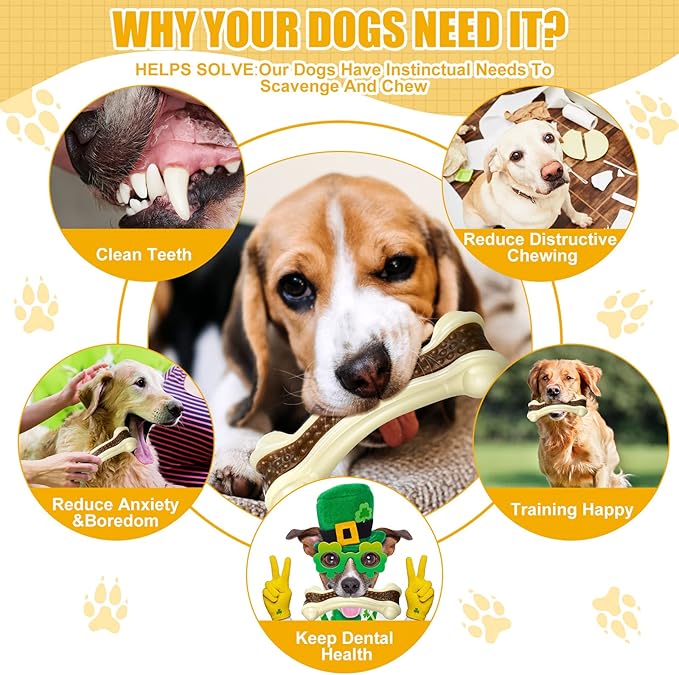 Sosation 6 Pcs Dog Toys for Aggressive Chewers Nylon Beef Flavor Bones Tough Puppy Teething Toys Puppy Chew Bones for Large Medium Small Breed Dogs Puppies Pets Chew Toys(Large)-Mewly Pet