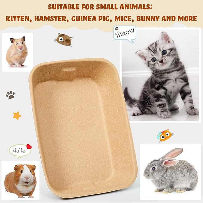Tessco 5 Pack Small Disposable Litter Box Kitten Disposable Cat Litter Tray 16.1 x 11.2 x 3.7 Inch Paper Box for Indoor Outdoor Small Animals Cat, Hamster, Guinea Pig, Mice, Bunny and More-Mewly Pet