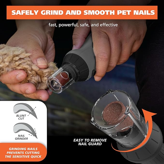 Wahl Grind & Smooth 2 Speed Battery Dog Nail Grinder with Concave Rounding Tip and Nail Guard for Increased Safety and Precise Nail Grinding - Model 3026333-Mewly Pet