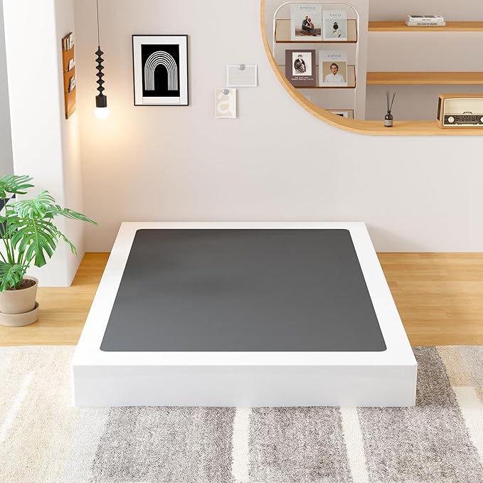 EMODA 8 Inch Queen Box Spring Bed Base, 3000 LBS Heavy Duty Metal Mattress Foundation with Fabric Cover, Easy Assembly
