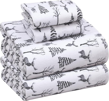 RUVANTI Flannel Sheets King Size - 100% Cotton Brushed King Size Sheets Set - Deep Pockets 16 Inches Bed Sheets - All Seasons Breathable & Extra Soft - Warm & Cozy, 4 Piece, Dry Winter