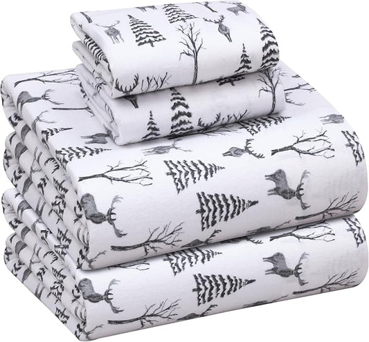 RUVANTI Flannel Sheets California King Size - 100% Cotton Brushed Cal King Bed Sheets Set - Deep Pockets 14 Inches - All Seasons Breathable & Extra Soft - Warm & Cozy, 4 Piece, Dry Winter