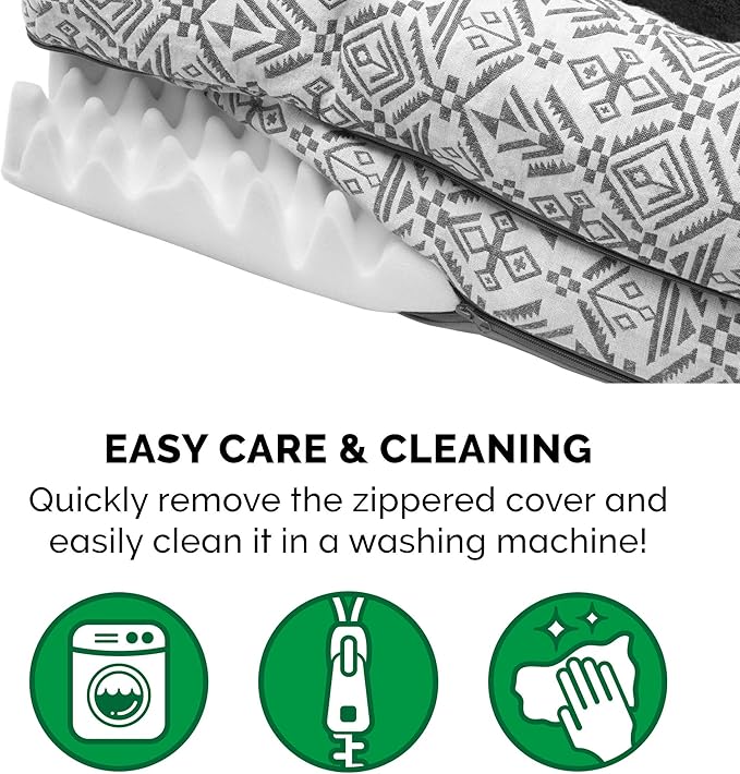 Furhaven Orthopedic Dog Bed for Large/Medium Dogs w/ Removable Bolsters & Washable Cover, For Dogs Up to 55 lbs - Plush & Southwest Kilim Woven Decor Sofa - Boulder Gray, Large-Mewly Pet