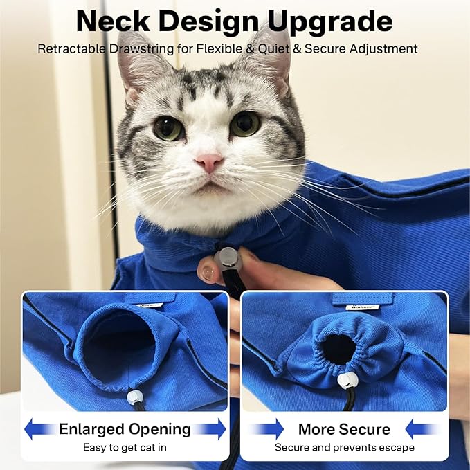 [Cozy Travel] Cat Carrier Pouch, Soft Cat Carrier for Small Cats, Kitten Carrying Bag, Restraint Bag for Nail Trimming, Vet Visits, Giving Meds, Car Travel - Klein Blue Upgrade-Mewly Pet