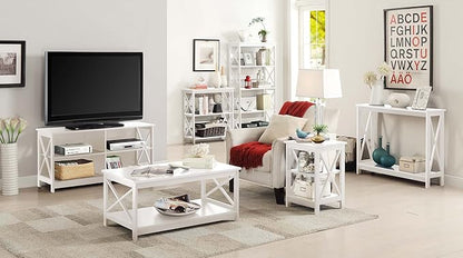 Convenience Concepts Oxford End Table 15.75" - Modern Living Room Table with Storage Shelves, Transitional Nightstand Side Table for Home Decor and Display, White
