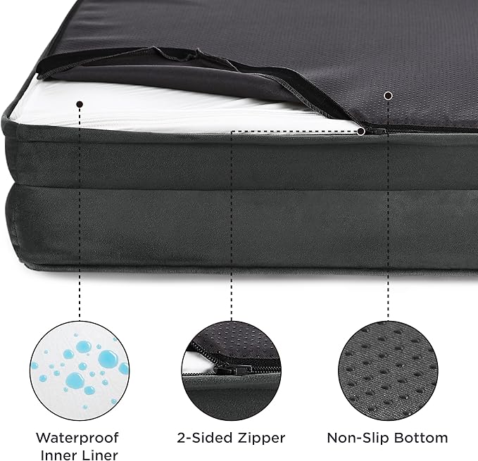 Bedsure Orthopedic Dog Beds Large Sized Dog - Washable Large Dog Cat Bed Waterproof, Comfort Dogs Couch Sofa with Washable Removable Cover, Pet Bed with Nonskid Bottom, Dark Grey, 35"-Mewly Pet